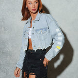 CLOUT Crop Denim Jacket