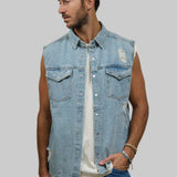 CLOUT Men Denim Vest Jacket