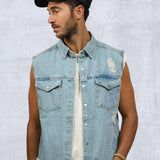 CLOUT Men Denim Vest Jacket