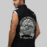 COMES IN WAVES Men Denim Vest Jacket