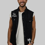 COMES IN WAVES Men Denim Vest Jacket