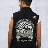 COMES IN WAVES Men Denim Vest Jacket