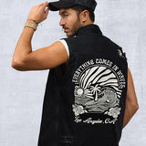 COMES IN WAVES Men Denim Vest Jacket