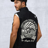 COMES IN WAVES Men Denim Vest Jacket