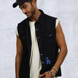 LA DODGERS  Men Denim Vest Jacket