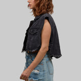 PLAIN Crop Denim Vest Jacket