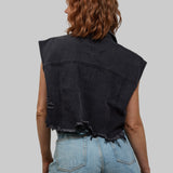PLAIN Crop Denim Vest Jacket