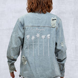 LA PALMS Women Denim Shirt Jacket