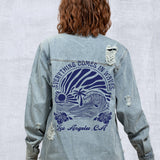 COMES IN WAVES Women Denim Shirt Jacket