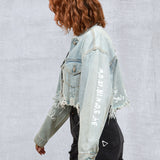 LA SKETCH Women Cropped Denim Jacket