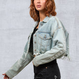 LA SKETCH Women Cropped Denim Jacket