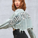CITY OF ANGELS Double layer Women Cropped Denim Jacket