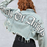 CITY OF ANGELS Double layer Women Cropped Denim Jacket