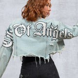 CITY OF ANGELS Double layer Women Cropped Denim Jacket