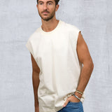PLAIN Men Cut-off t-shirt