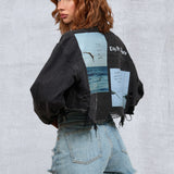 LIVE THE MOMENT Women Cropped Denim Jacket