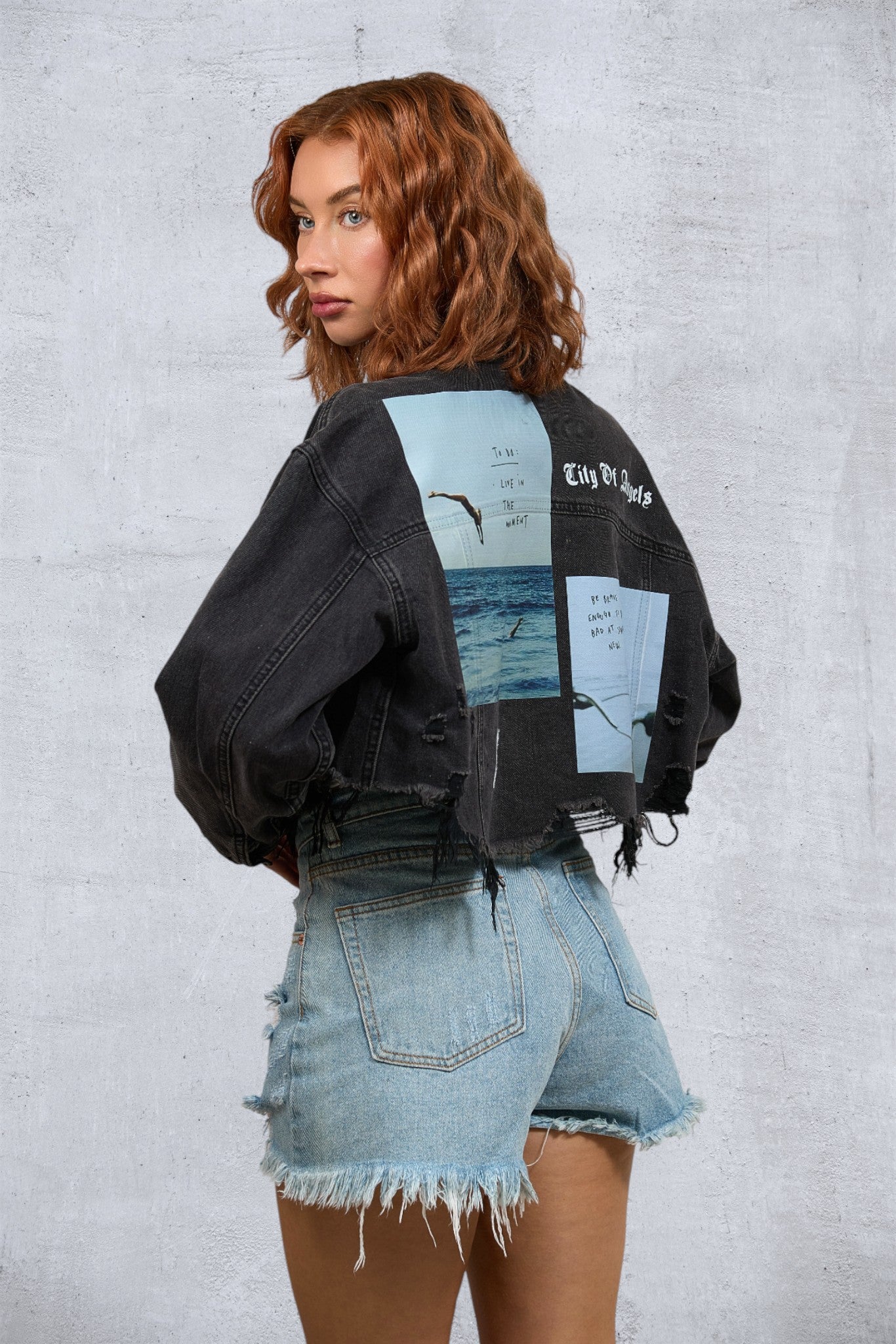 LIVE THE MOMENT Women Cropped Denim Jacket
