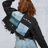LIVE THE MOMENT Women Cropped Denim Jacket