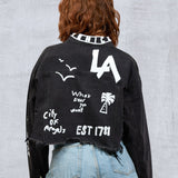 LA SKETCH Women Cropped Denim Jacket