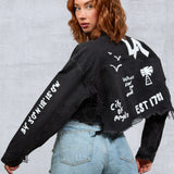 LA SKETCH Women Cropped Denim Jacket