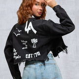 LA SKETCH Women Cropped Denim Jacket