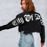 CITY OF ANGELS Double layer Women Cropped Denim Jacket