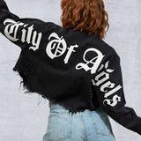 CITY OF ANGELS Double layer Women Cropped Denim Jacket