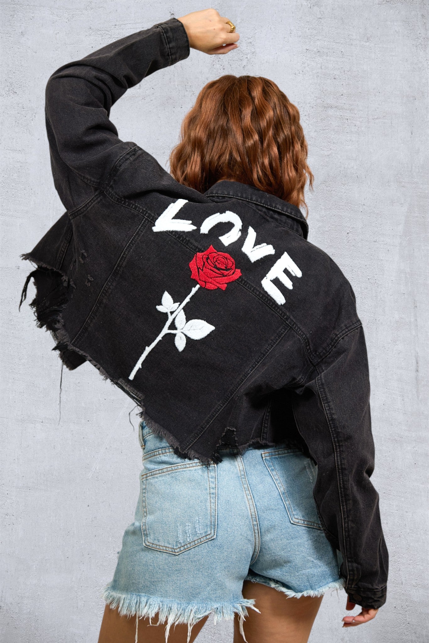 LOVE ROSE Women Cropped Denim Jacket