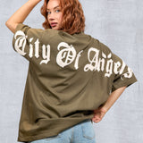 CITY OF ANGELS Cream font Women oversized t-shirt