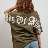CITY OF ANGELS Cream font Women oversized t-shirt