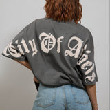 CITY OF ANGELS Cream font Women oversized t-shirt