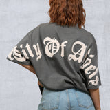CITY OF ANGELS Cream font Women oversized t-shirt