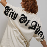 CITY OF ANGELS Black font Women oversized t-shirt
