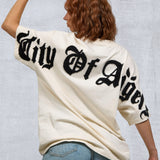 CITY OF ANGELS Black font Women oversized t-shirt