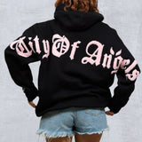 CITY OF ANGELS Pink Font Women Hooded sweatshirt