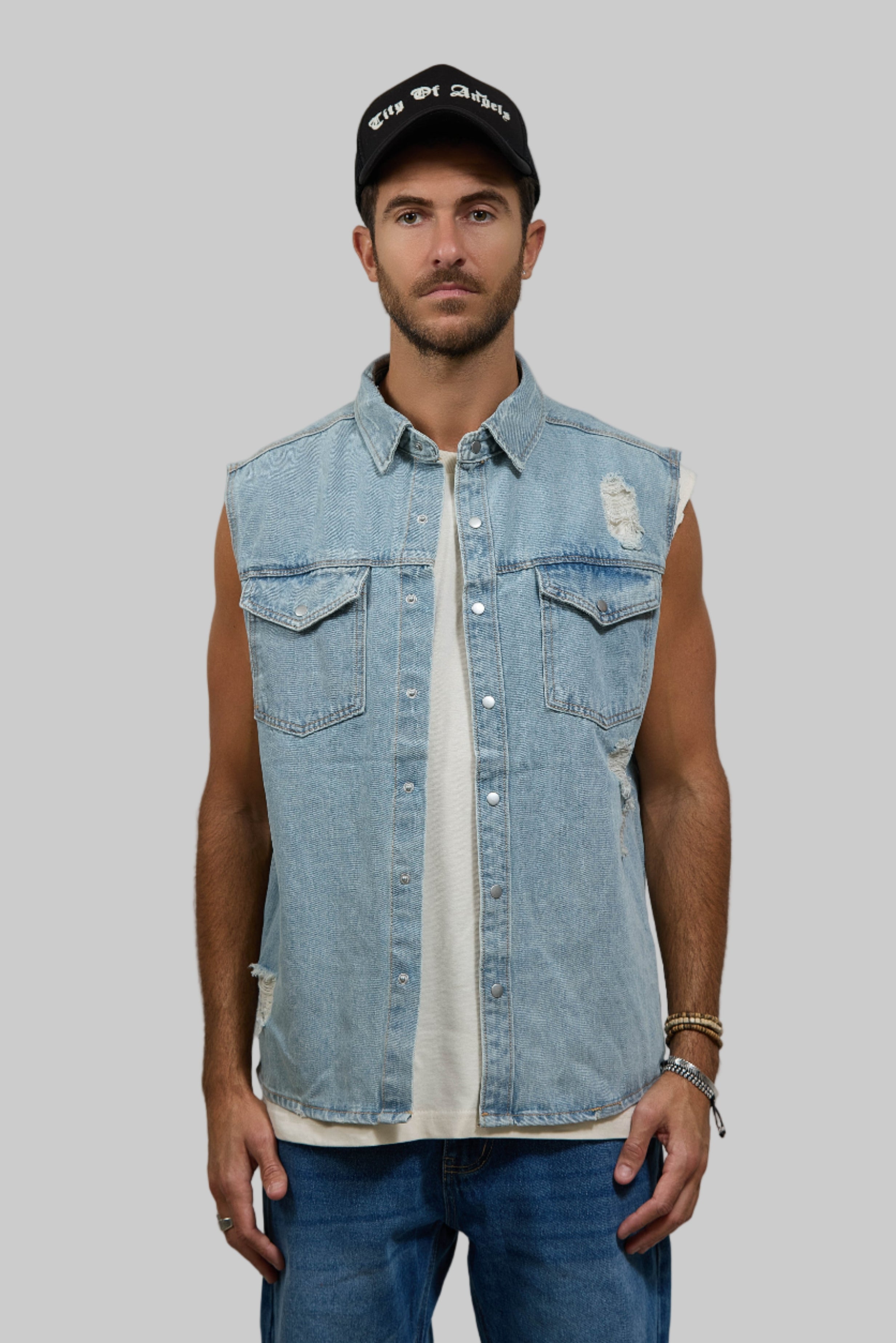 PLAIN Men Denim Vest Jacket