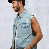 PLAIN Men Denim Vest Jacket