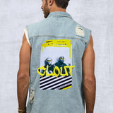CLOUT Men Denim Vest Jacket