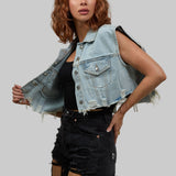 PLAIN Crop Denim Vest Jacket