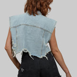 PLAIN Crop Denim Vest Jacket