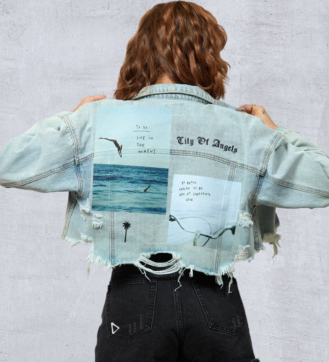 LIVE THE MOMENT Women Cropped Denim Jacket