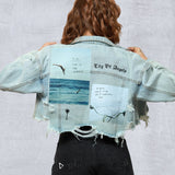 LIVE THE MOMENT Women Cropped Denim Jacket