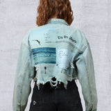 LIVE THE MOMENT Women Cropped Denim Jacket