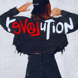REVOLUTION OF LOVE Crop Denim Jacket