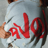 REVOLUTION OF LOVE Crop Denim Jacket