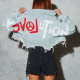 REVOLUTION OF LOVE Crop Denim Jacket