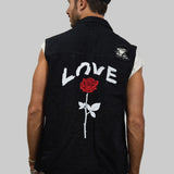 LOVE ROSE Men Denim Vest Jacket
