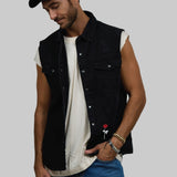 LOVE ROSE Men Denim Vest Jacket