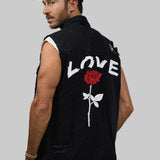LOVE ROSE Men Denim Vest Jacket