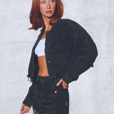 SMILE NOW CRY LATER Crop Denim Jacket